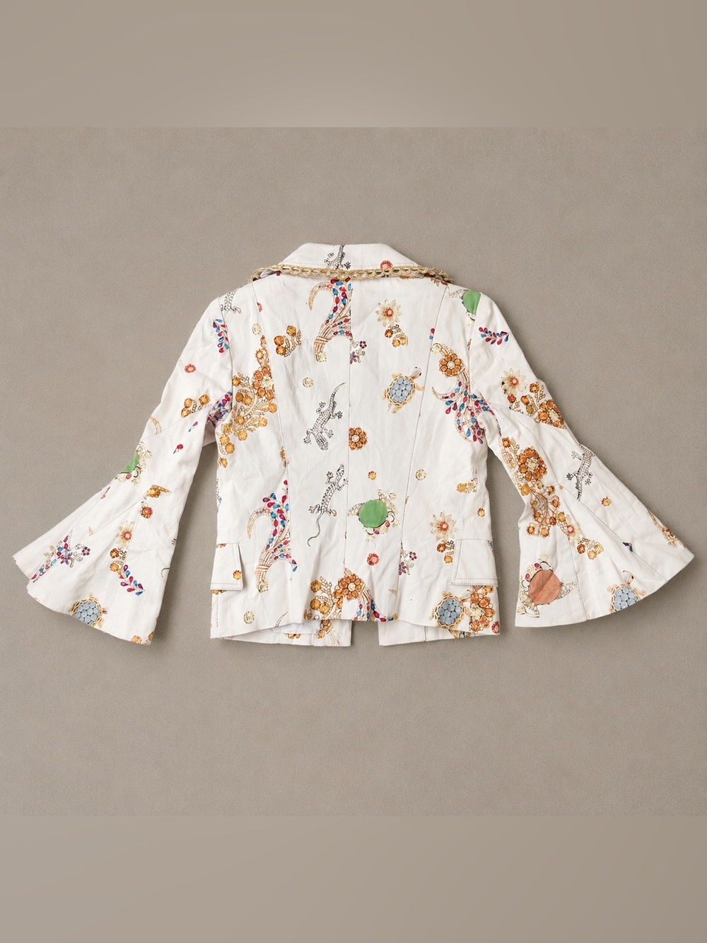 Alberto Makali Embellished Cropped Bell Sleeve Jacket | Art-to-Wear | Size 2 - Picture 4 of 11
